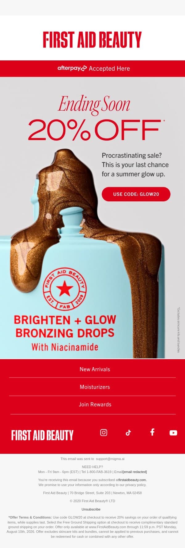 ALMOST EXPIRED email from First Aid Beauty screenshot