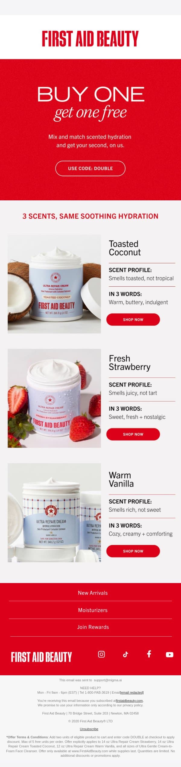 Buy One, Get One Free email from First Aid Beauty screenshot