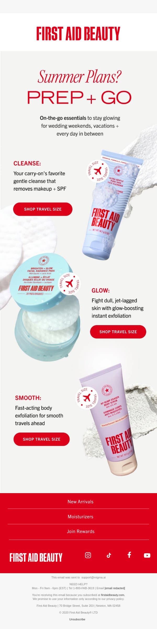NOW BOARDING email from First Aid Beauty screenshot