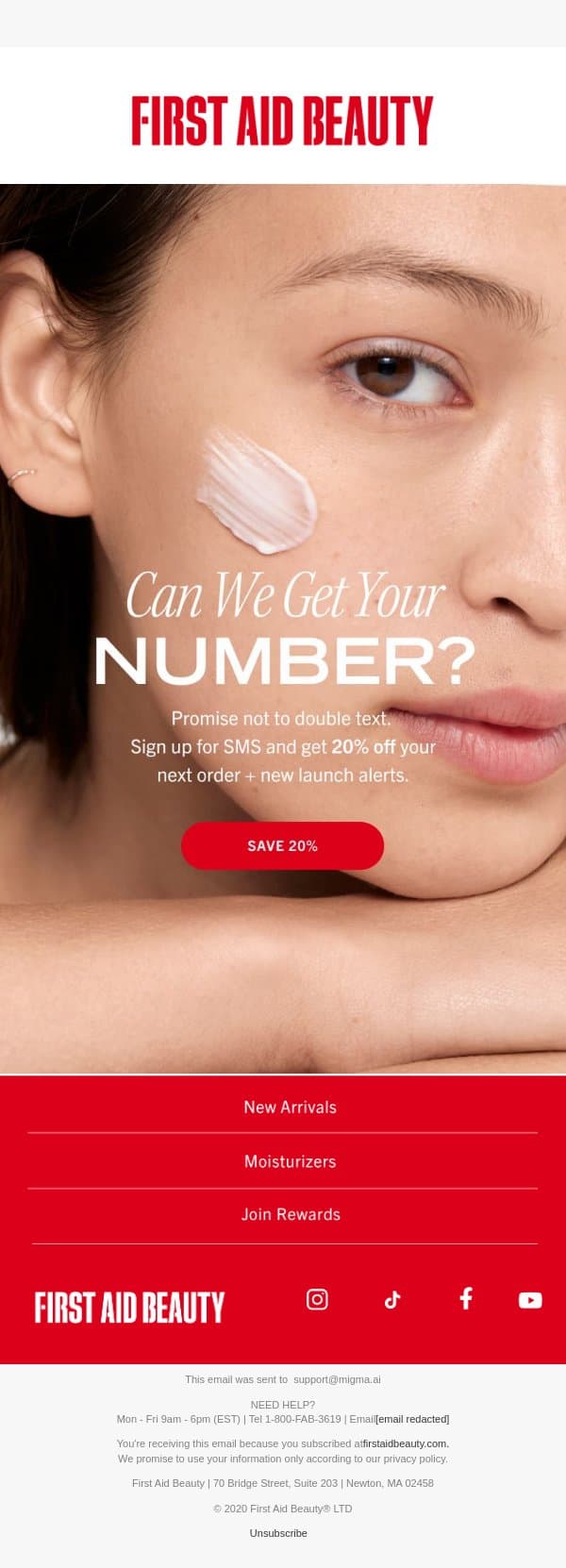 Let’s Take This to Text email from First Aid Beauty screenshot