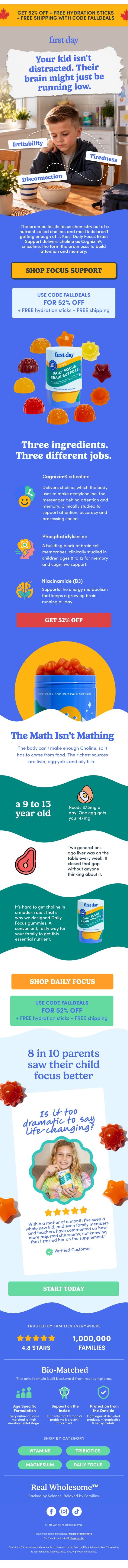 Your kid is not going to eat liver email from First Day screenshot
