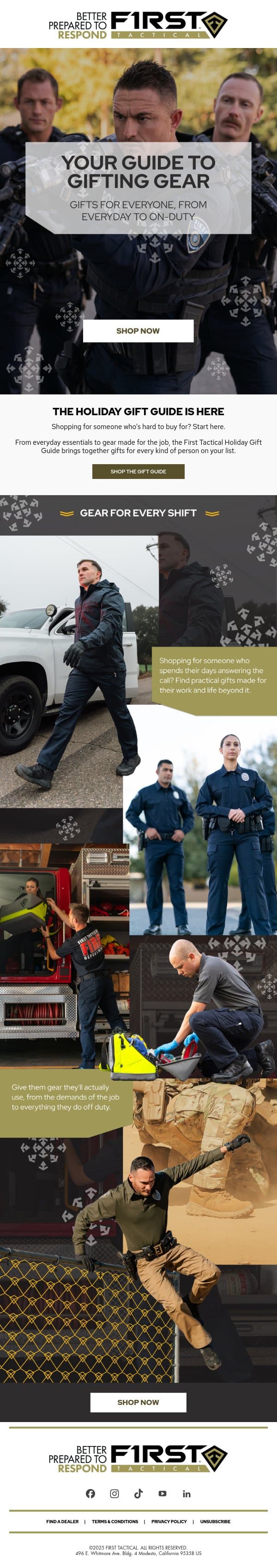 π The First Tactical Holiday Gift Guide Is Here email from First Tactical screenshot