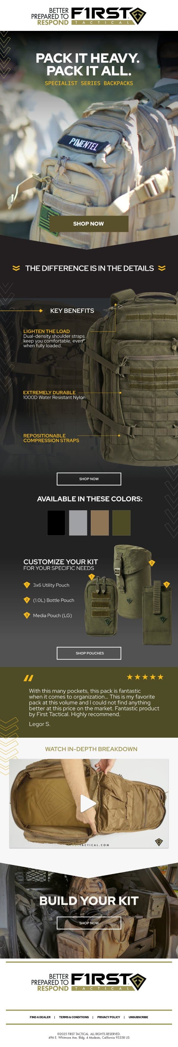 The Backpack That Handles More email from First Tactical screenshot