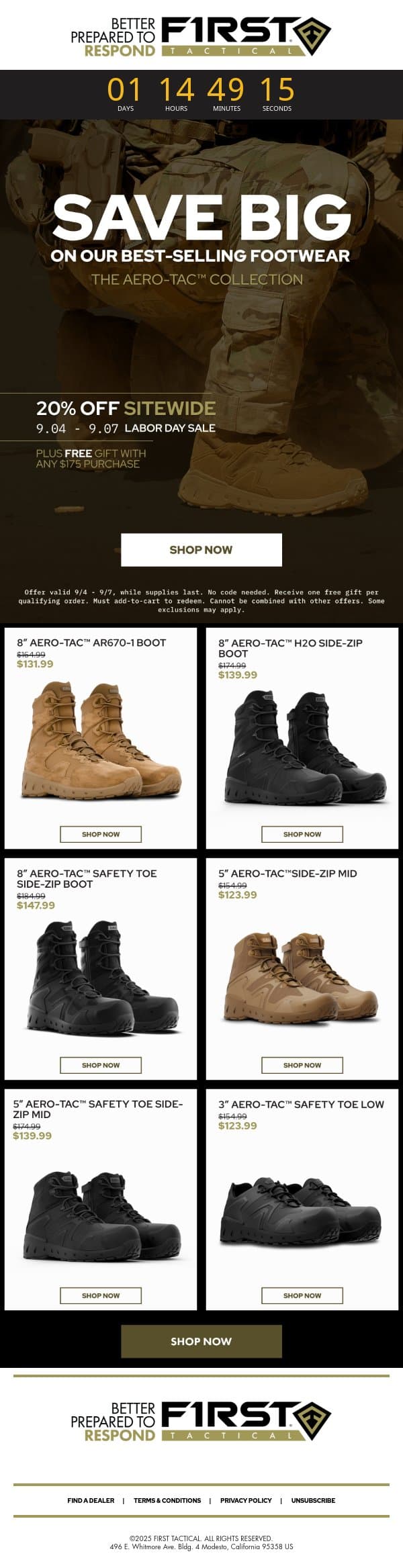 20% Off Your Next Duty Boot email from First Tactical screenshot