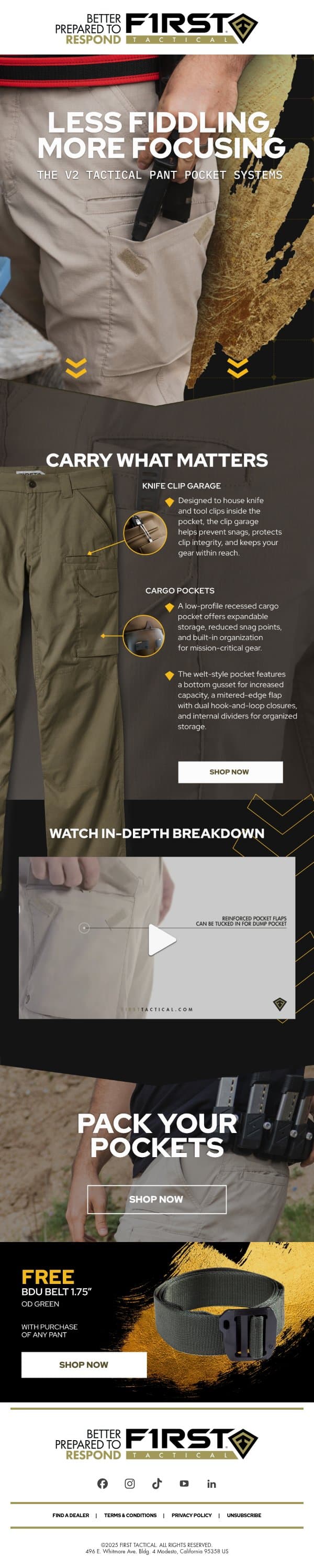 A Closer Look at V2 Pocket Design email from First Tactical screenshot
