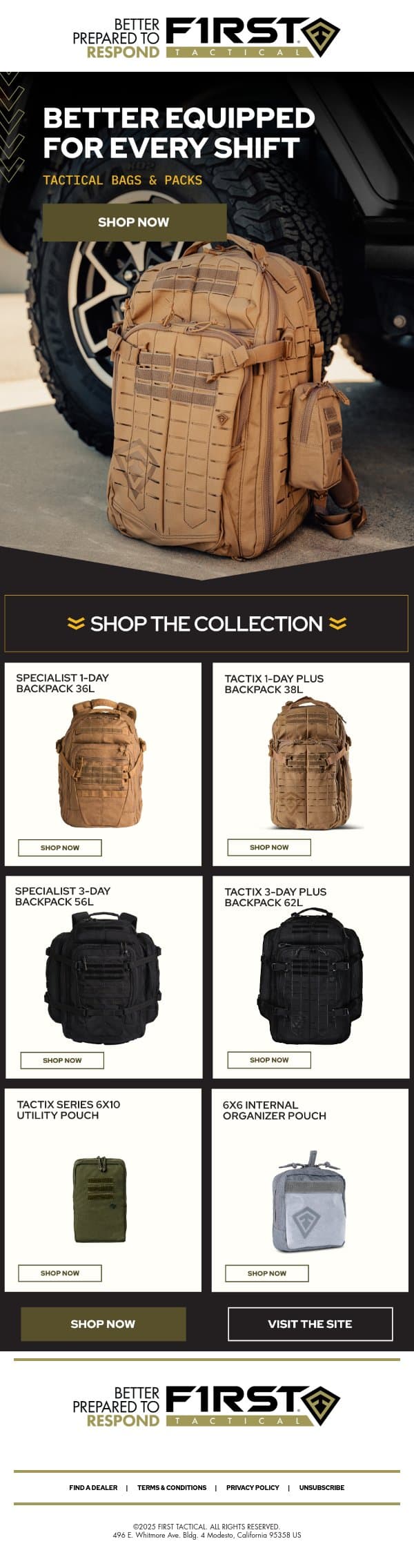 Bags for Every Shift email from First Tactical screenshot
