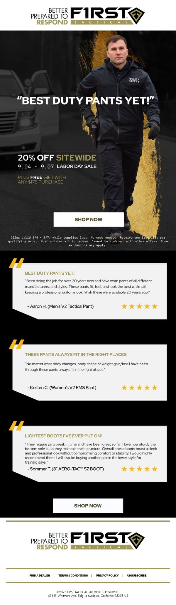 What Professionals Are Saying About First Tactical email from First Tactical screenshot
