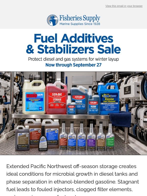 🛢️ Fuel Additives & Stabilizers Sale email from Fisheries Supply