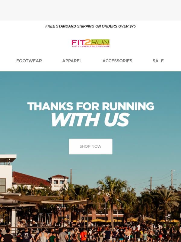 Thank You for Joining the Fit2Run Family email from Fit2Run