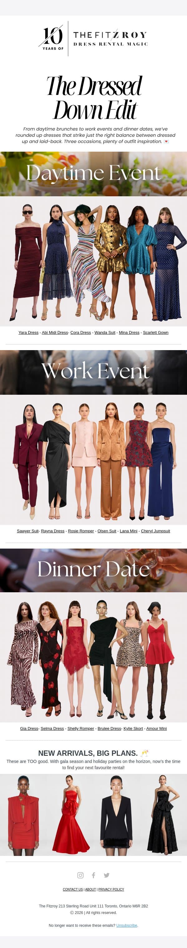 Not Every Dress Needs a Red Carpet đź‘€ email from Fitzroy Rentals screenshot