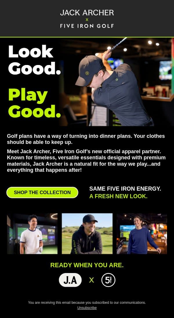 Meet Jack Archer: Look Good, Play Good. email from Five Iron Golf screenshot