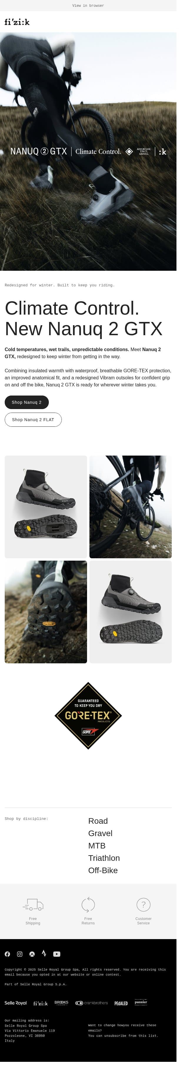 Climate Control. Meet new Nanuq 2 GTX email from Fizik screenshot