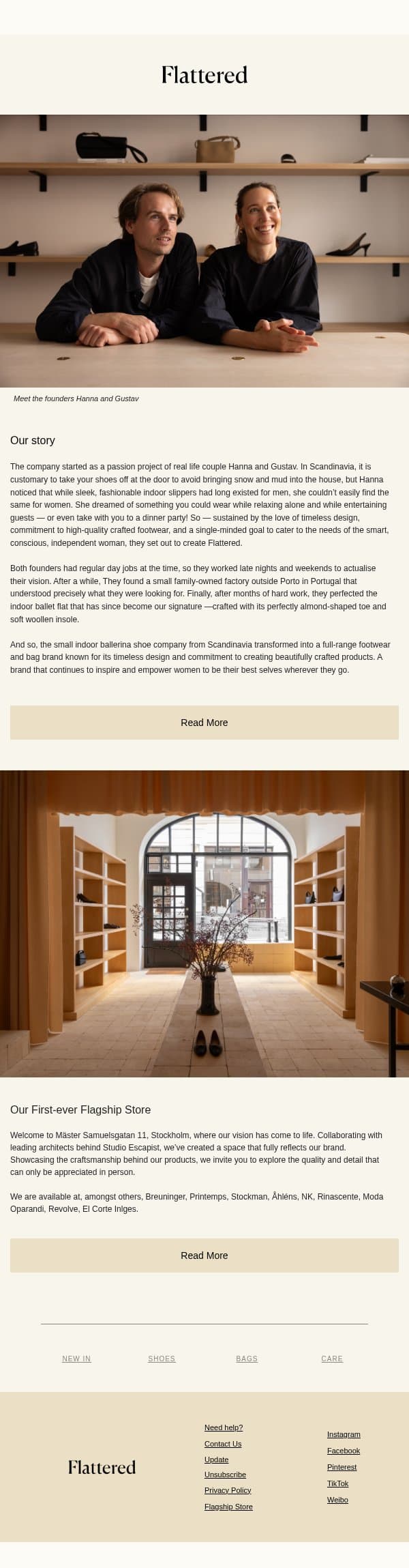 Our Story email from Flattered screenshot