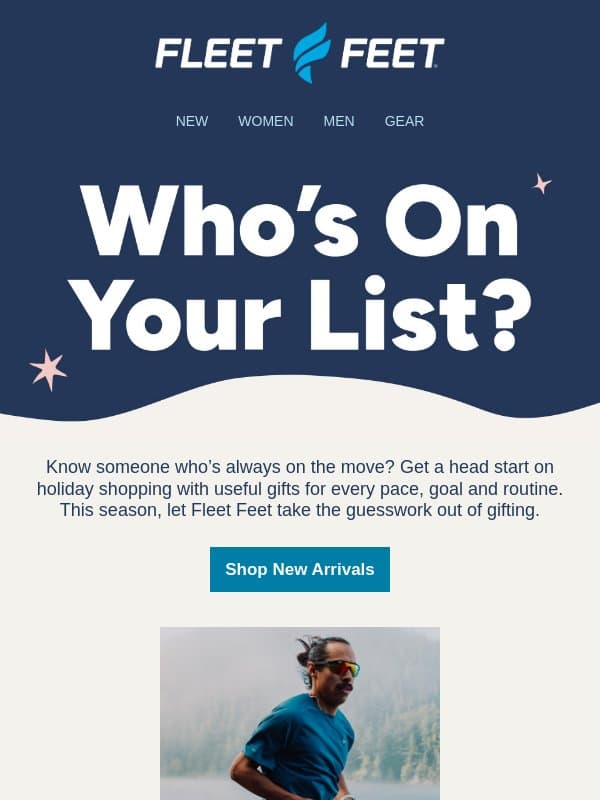 Get a running start on holiday shopping email from Fleet Feet