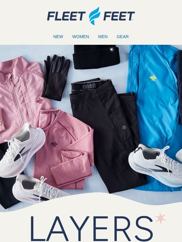 Cozy layers for cooler months ahead. email from Fleet Feet