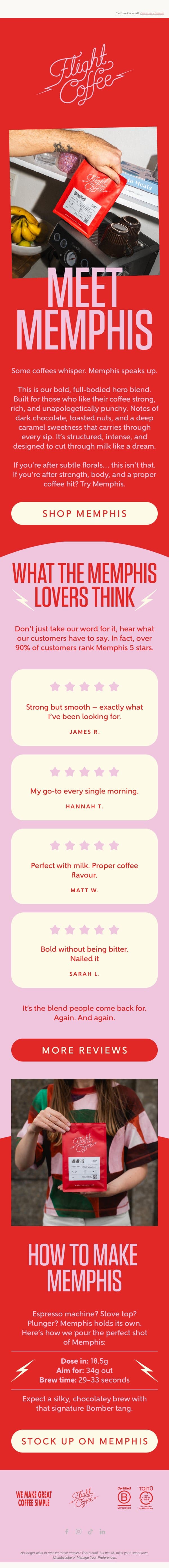 Memphis - The Strong One email from Flight Coffee screenshot