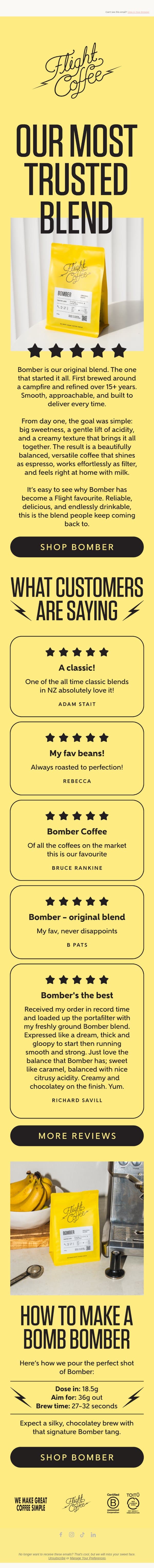 The OG you can always count on. email from Flight Coffee screenshot