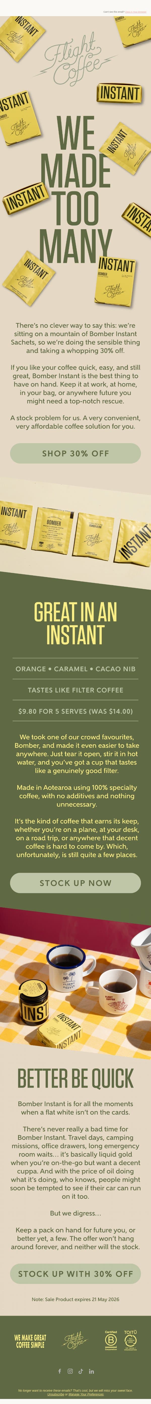 3000 reasons to give 30% off 💸 email from Flight Coffee screenshot