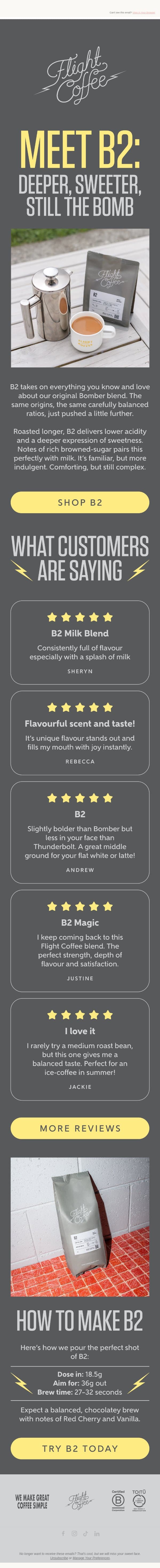 B2. A darker take on a Flight favourite 🩶 email from Flight Coffee screenshot
