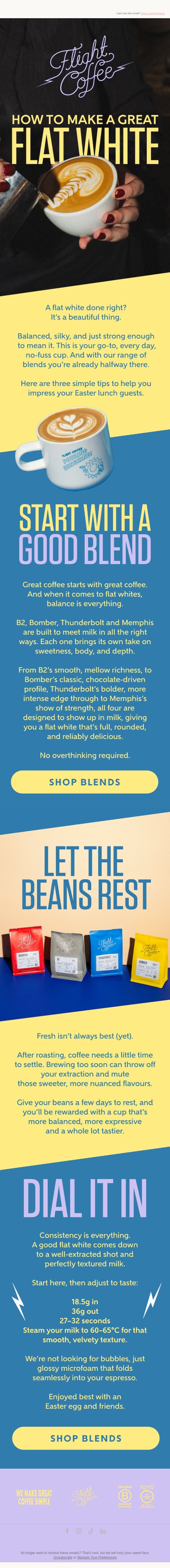 How to make a great flat white βπ₯ email from Flight Coffee screenshot