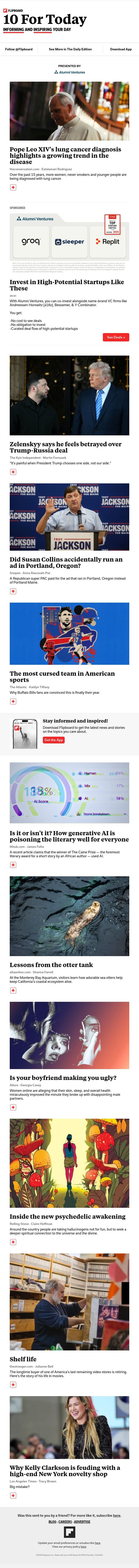 What the pope's lung cancer diagnosis says about the disease email from Flipboard screenshot