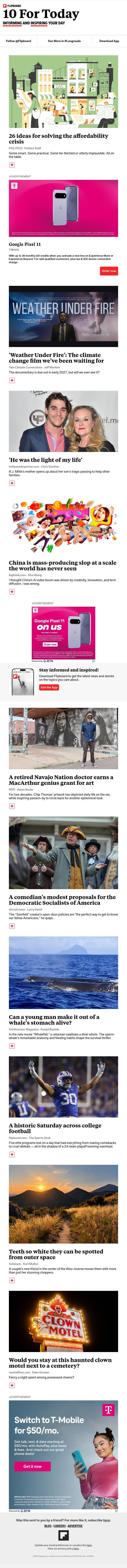 26 ideas for solving the affordability crisis email from Flipboard screenshot