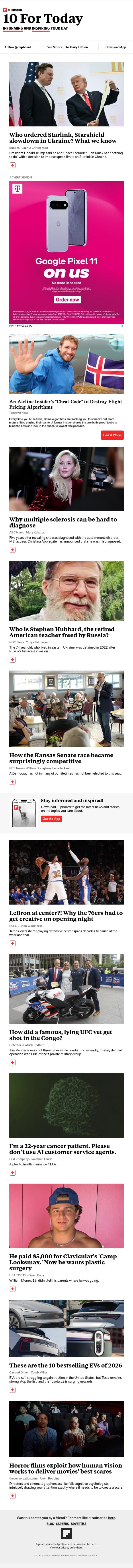 Did Elon Musk order Starlink slowdown in Ukraine? email from Flipboard screenshot