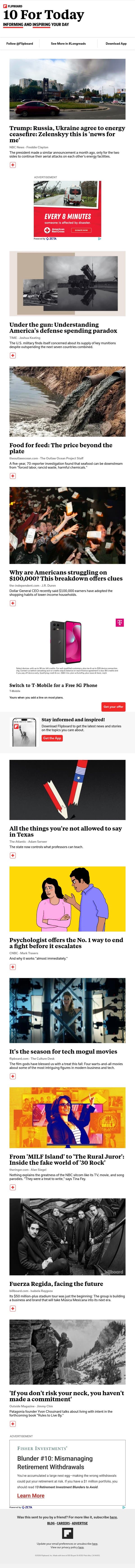 Do we have an energy ceasefire? email from Flipboard screenshot