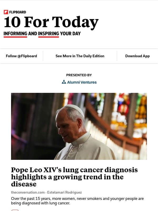 What the pope's lung cancer diagnosis says about the disease email from Flipboard