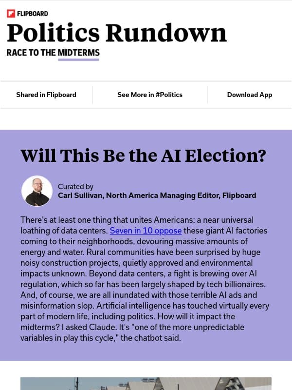 How will data center backlash impact the midterms? email from Flipboard