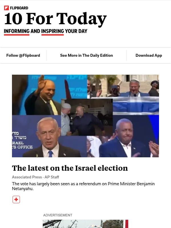 The latest on the Israel election email from Flipboard