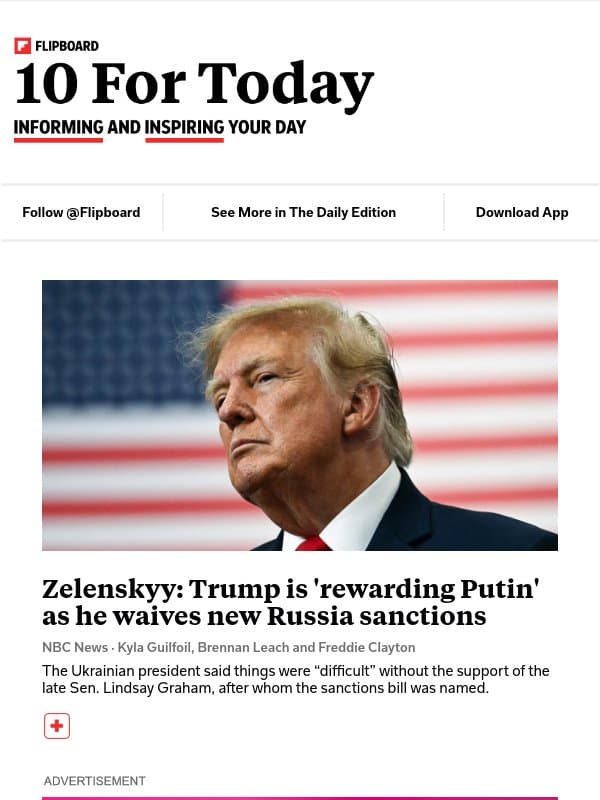 Zelenskyy: Trump is 'rewarding' Putin email from Flipboard