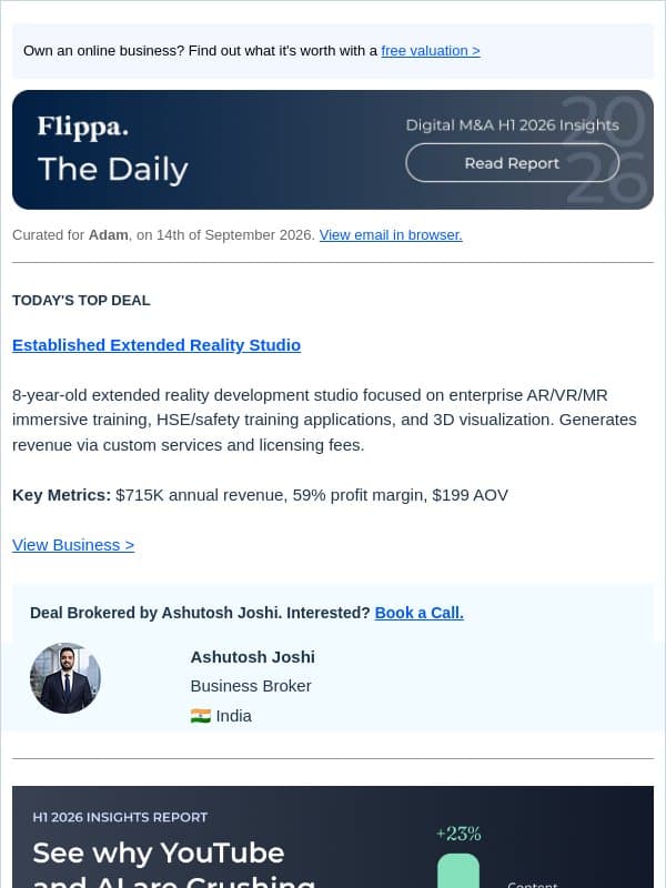 $1.2M Portable Cooling Brand + 22K Listeners Audiobook + 8-Yr XR Studio + Jewelry Brand w/ 23% repeat customer rate email from Flippa