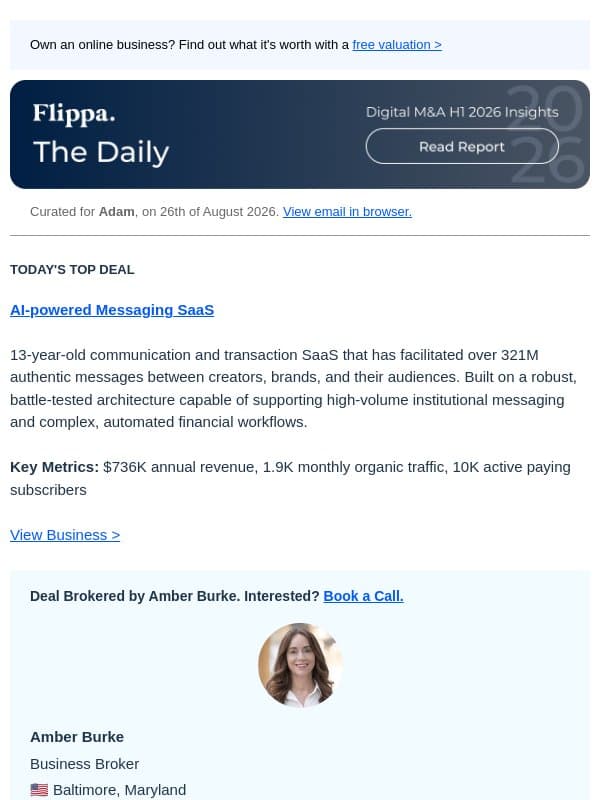 $1.9M Jewelry Brand + 13-Yr Messaging SaaS email from Flippa