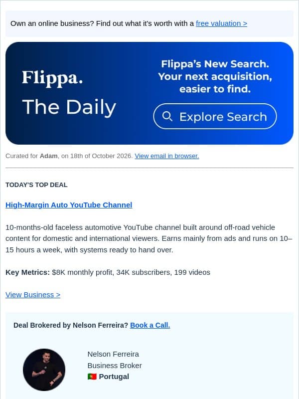 34K-Sub Auto YouTube Channel + $673K Wellness Shopify Store email from Flippa