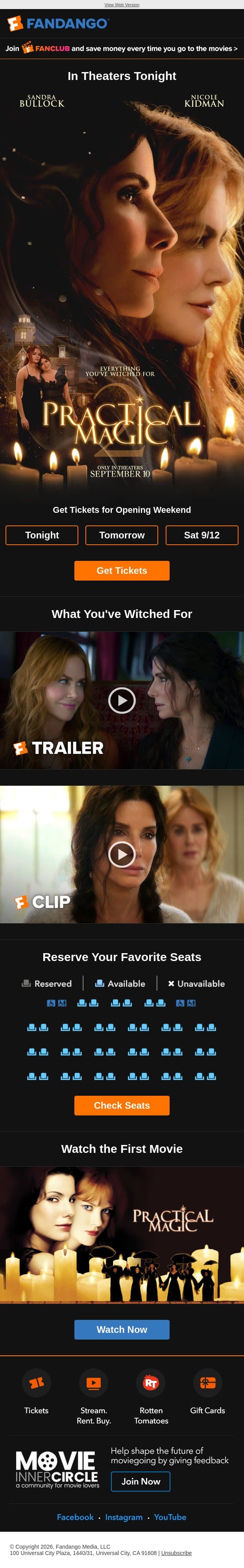 Don’t Miss Practical Magic 2 email from Flixster screenshot