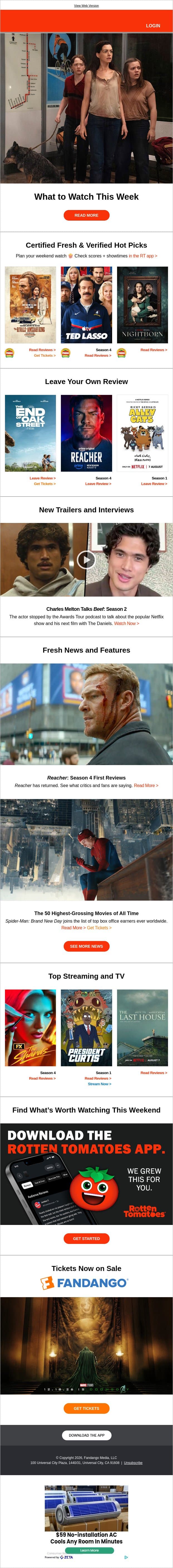 What to Watch This Week email from Flixster screenshot
