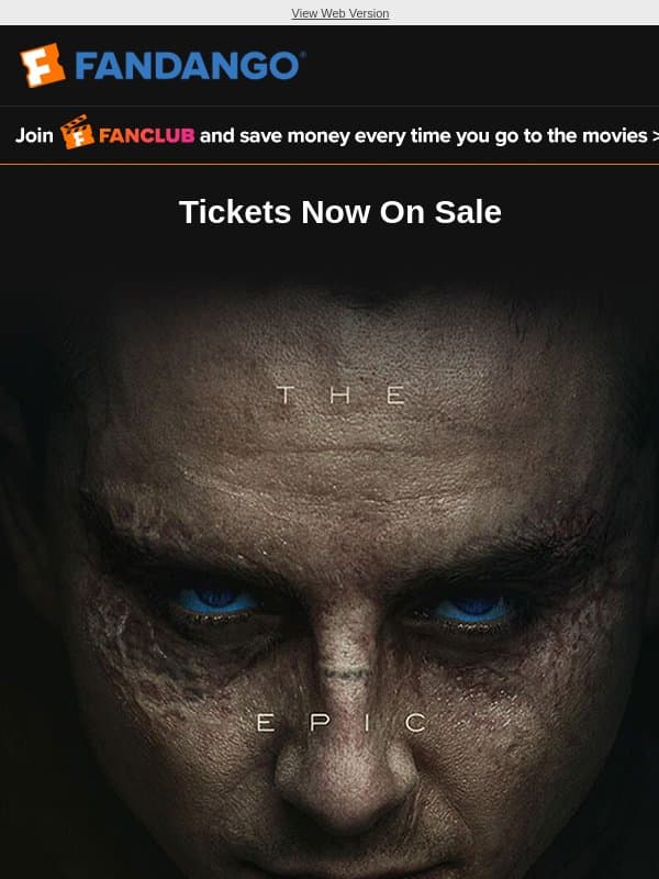 Tickets Now on Sale email from Flixster