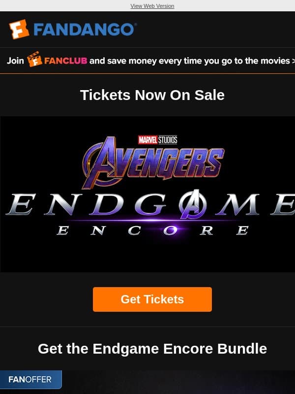 Get Tickets | Avengers Endgame: Encore email from Flixster