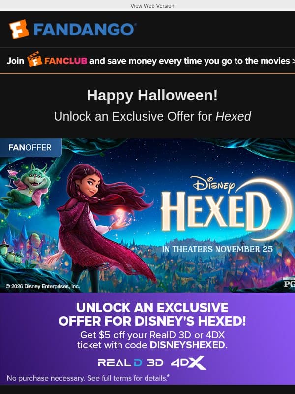 Your Halloween Weekend Movie Deals email from Flixster
