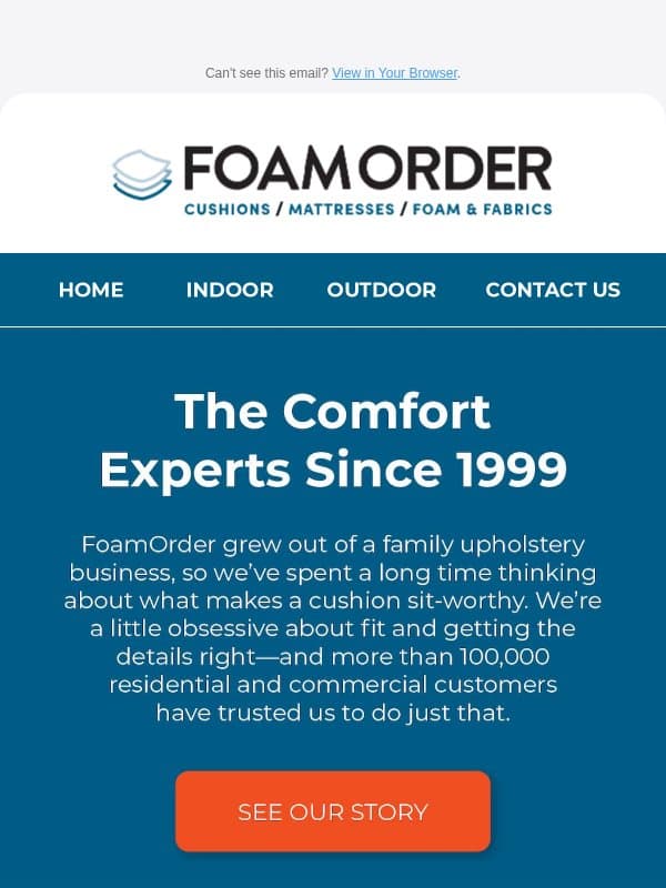 Every Order Crafted with Care email from FoamOrder