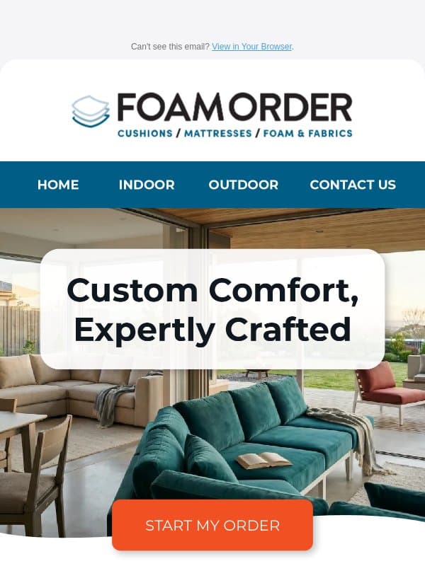 Welcome To Made-To-Order Comfort email from FoamOrder