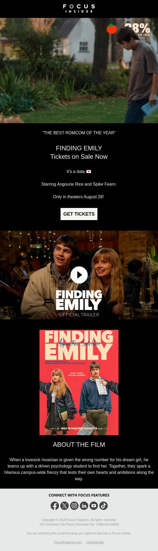 It's a date 💌 email from Focus Features screenshot