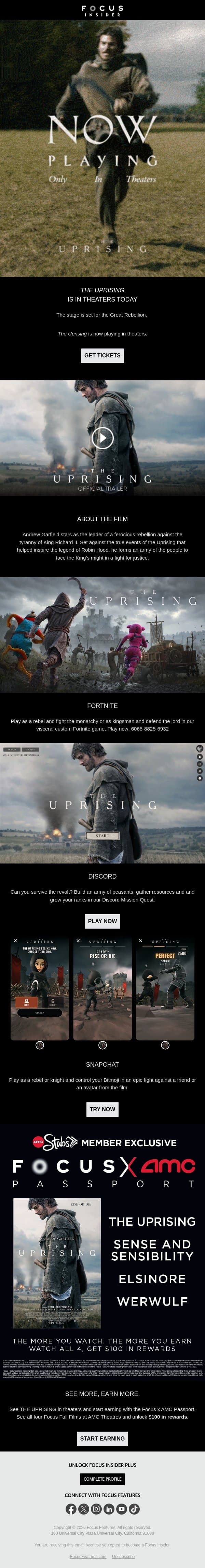 Join the Rebellion ⚔️ email from Focus Features screenshot