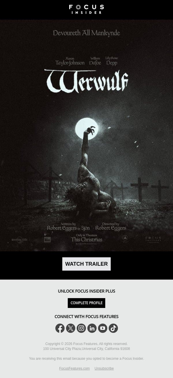 Devoureth All Mankynde. email from Focus Features screenshot