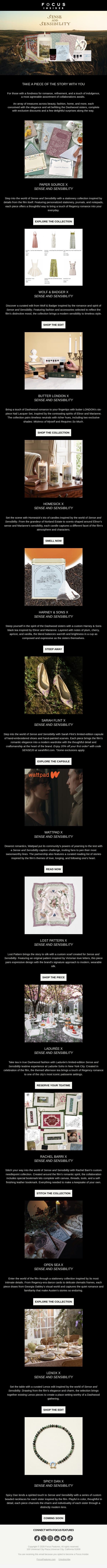 Step Into the World of Our SENSE AND SENSIBILITY Partnerships email from Focus Features screenshot