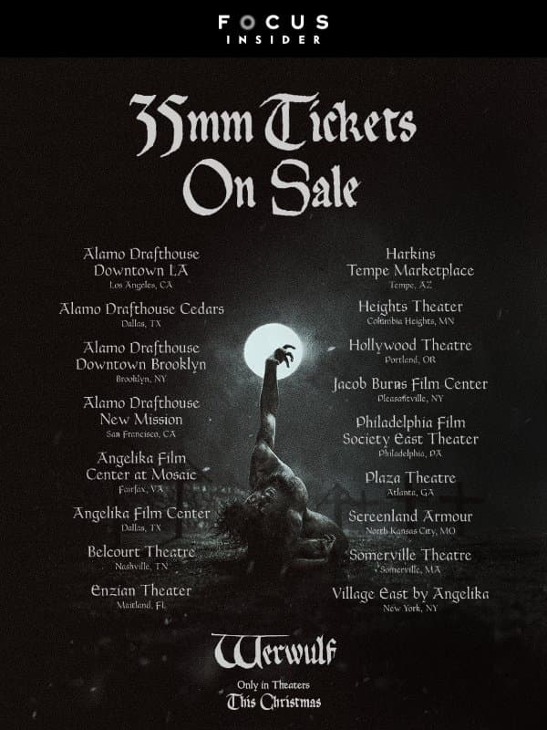 WERWULF 35mm Tickets On Sale Now email from Focus Features