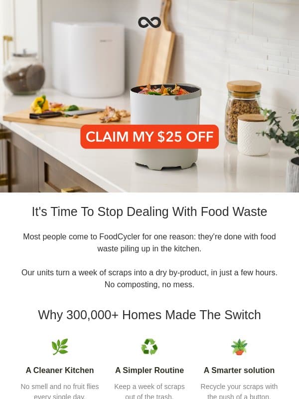 The smell. The fruit flies. The bin trips. email from Food Cycler