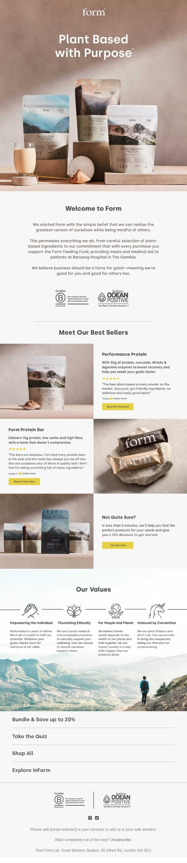 Welcome to Form 🏔 email from Form Nutrition screenshot