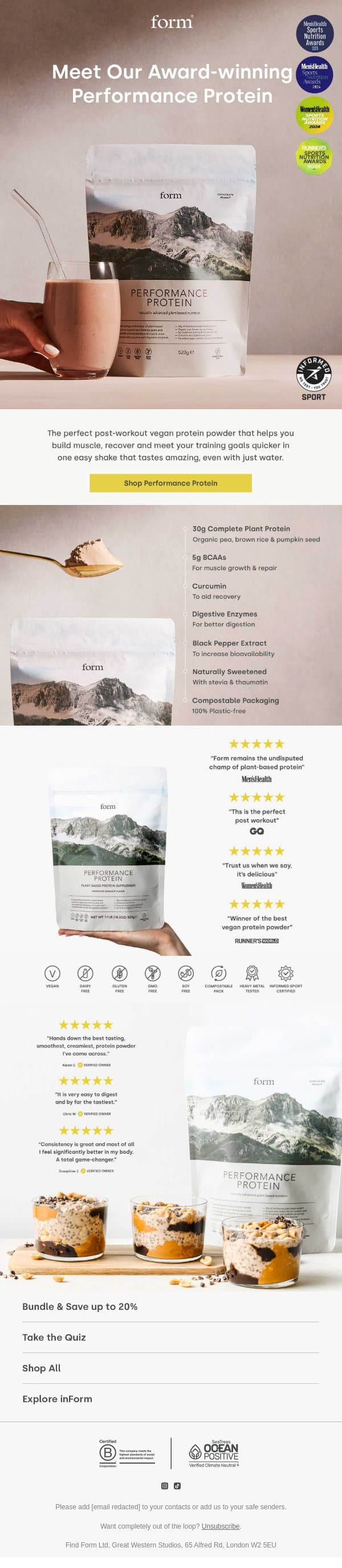 Form - Meet Our Award-winning Performance Protein 🏆 email from Form Nutrition screenshot
